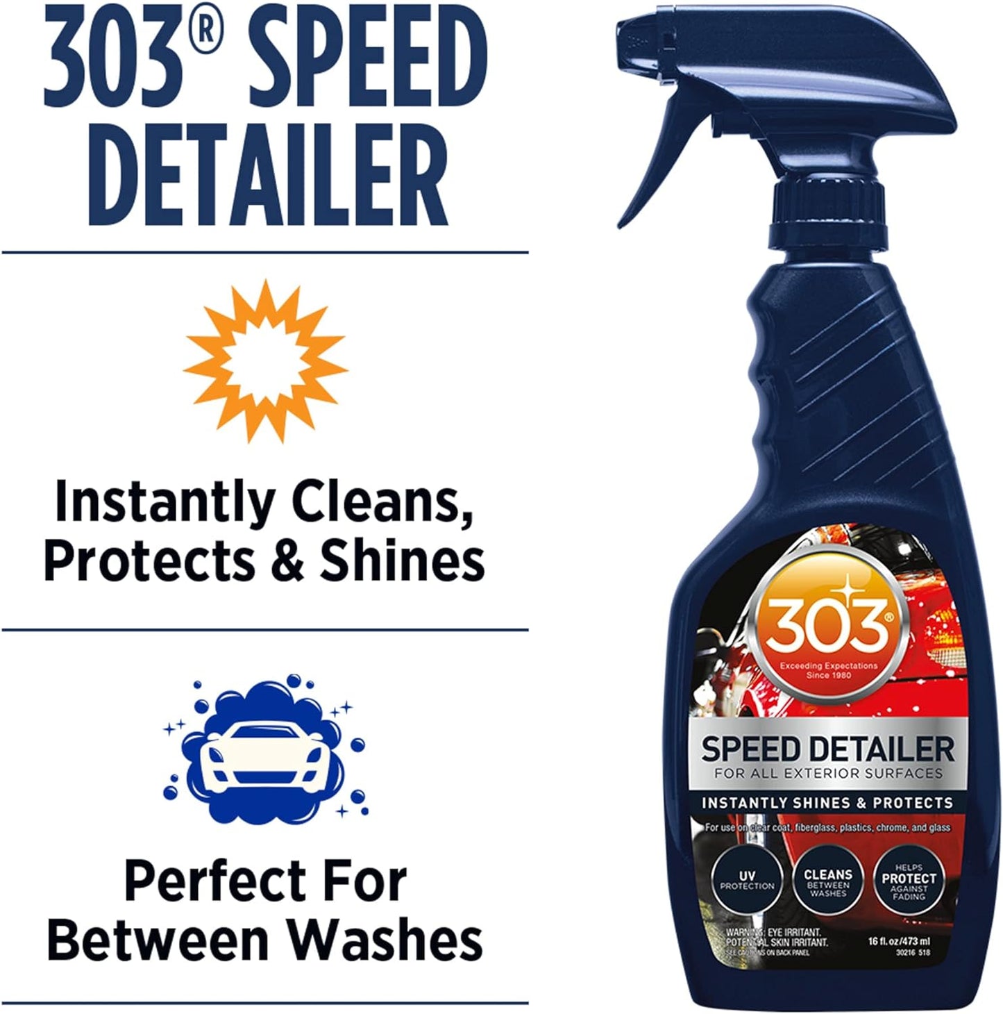 Speed Detailer - for All Exterior Automotive Surfaces - Instantly Shines and Protects Paint - Cleans between Washes - UV Protection, 16 Fl. Oz. (30216CSR) Packaging May Vary