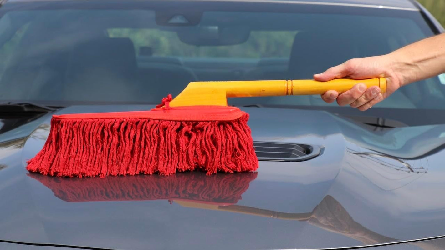 62442 Standard Car Duster with Wooden Handle,Red