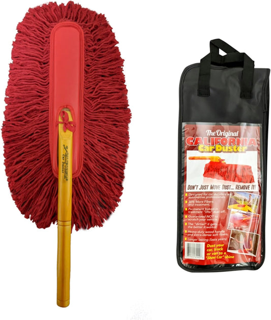62442 Standard Car Duster with Wooden Handle,Red
