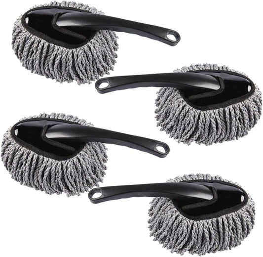 Car Waxing Brush Set 4 Pieces Car Dust Brush with Non-Slip Handle Grey