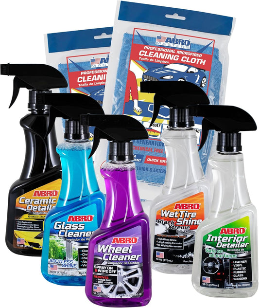 Car Detailing Kit, Car Cleaning Kit, Car Accessories, Streak Free Glass Cleaner, Wheel Cleaner, Car Interior Detailing Kit, Mircofiber Cleaning Towel, Interior Car Cleaner