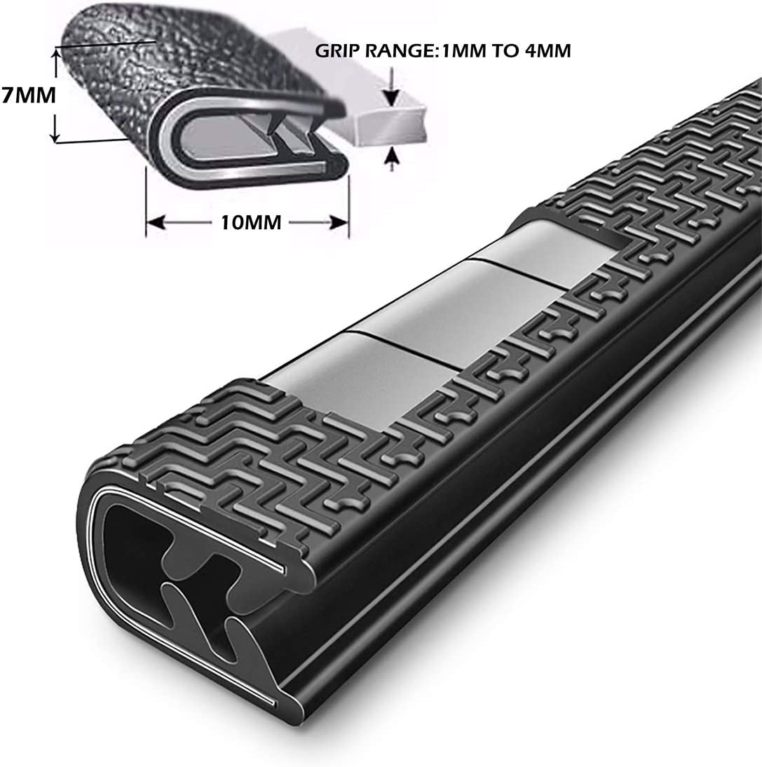 33Ft(10M) Long Car Door Edge Guards,U Shape Edge Trim Rubber Seal Protector Rubber Car Door Protector Car Protection Door Edge Anti-Collision Rubber Clips Fit for Most Car| Black |