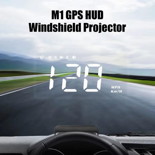 M1 GPS HUD Car Head up Display Speedometer Speed Test Alarm System Projector On-Board Computer Windshield Projector KMH Gauge